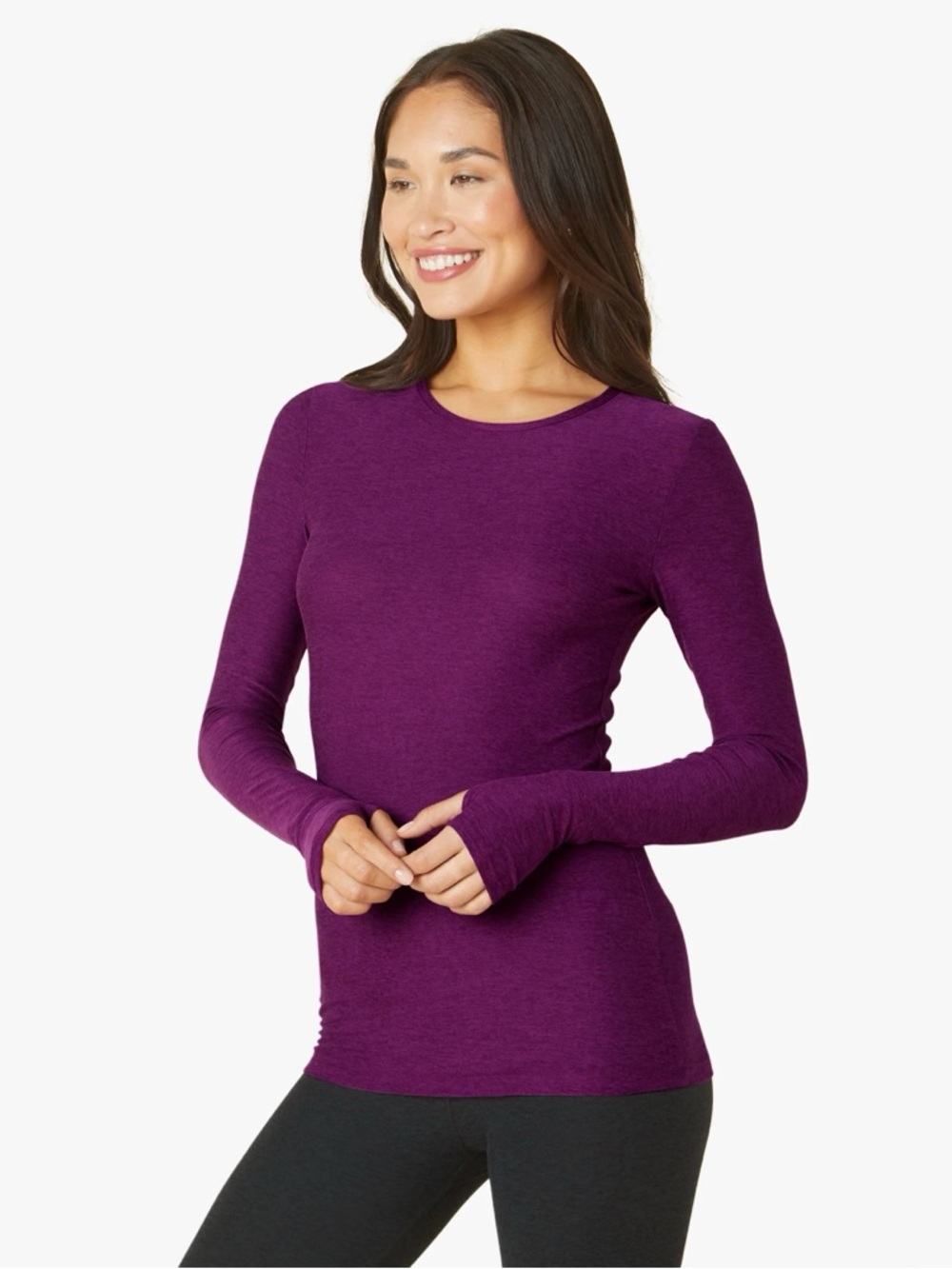 Women’s Long-Sleeve Crew Neck Top in aubergine beet (sold out color)